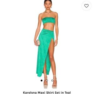 Revolve Superdown Karolyna Maxi Skirt Set teal Size Small